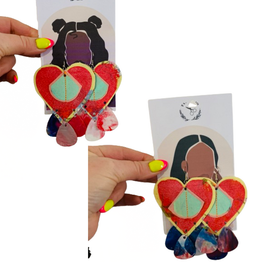 Love Bug Statement Fabric and Plectrum Earrings