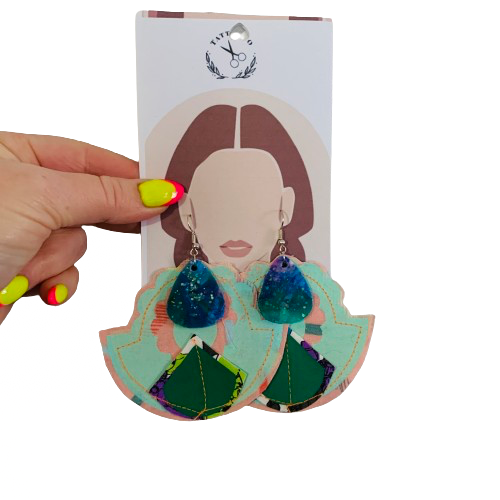 Oh Baby Statement Fabric and Plectrum Earrings