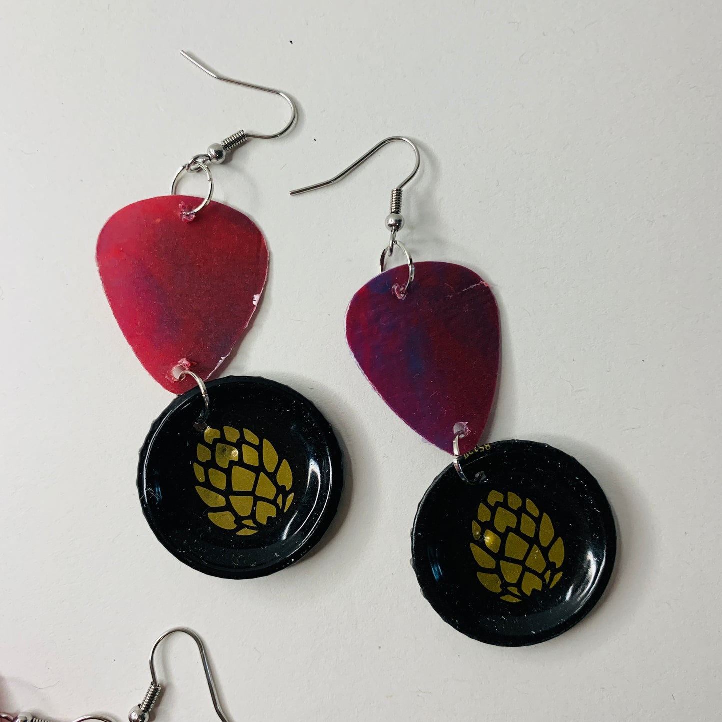 Cheers! Recycled Bottle Top and Cap earrings