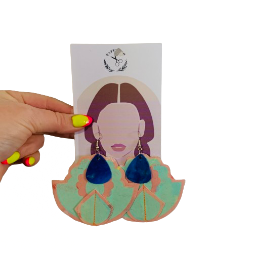 Oh Baby Statement Fabric and Plectrum Earrings