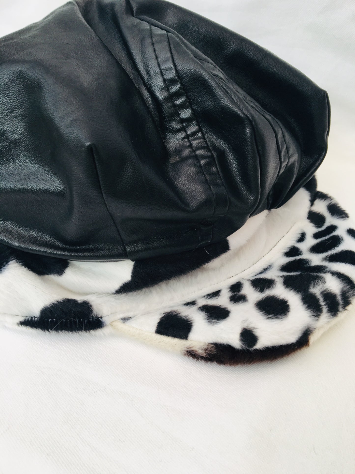 Upcycled Cow Print Baker Boy Hat