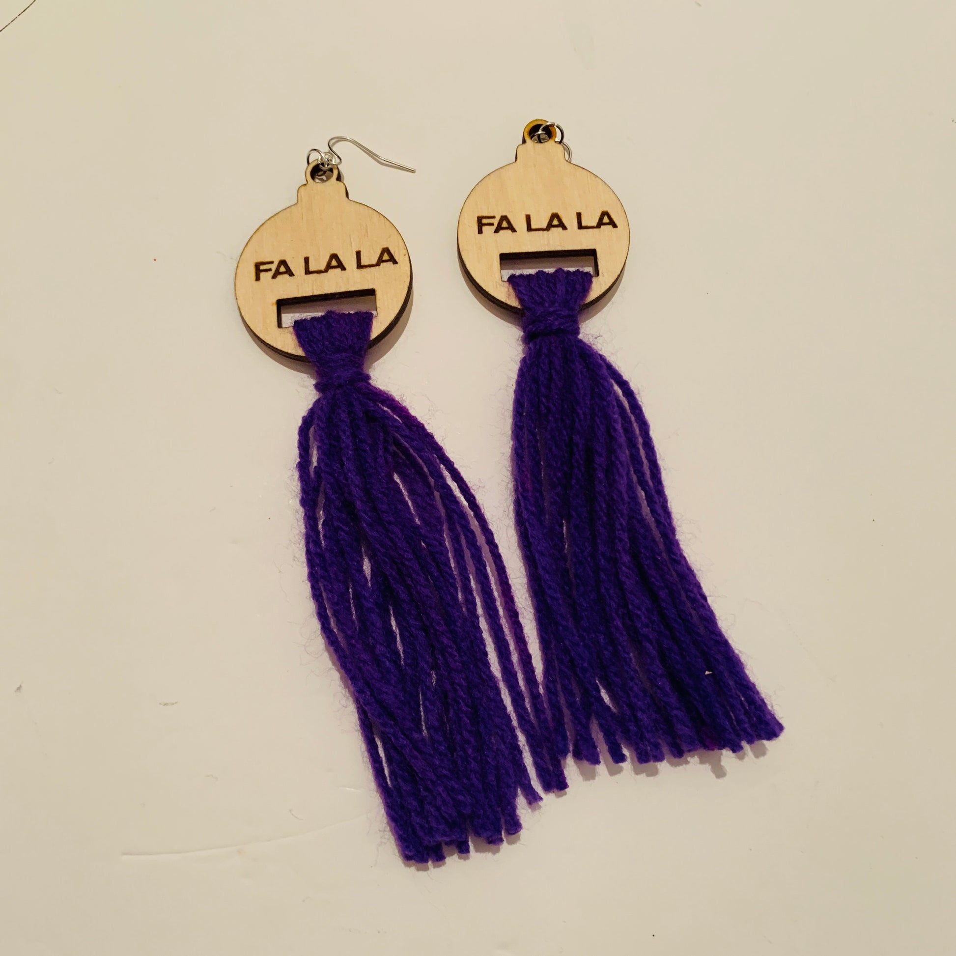 jewel purple fa la la tassel earrings