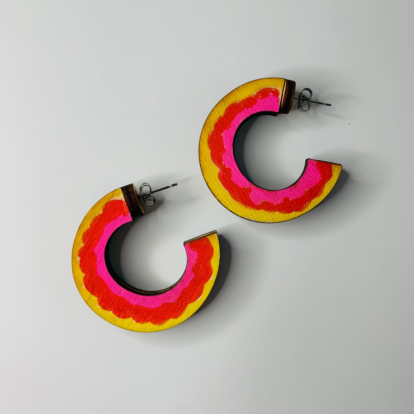 Rainbow Stud Hoop Earrings