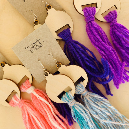 Yarn Bomb Tassel Earrings