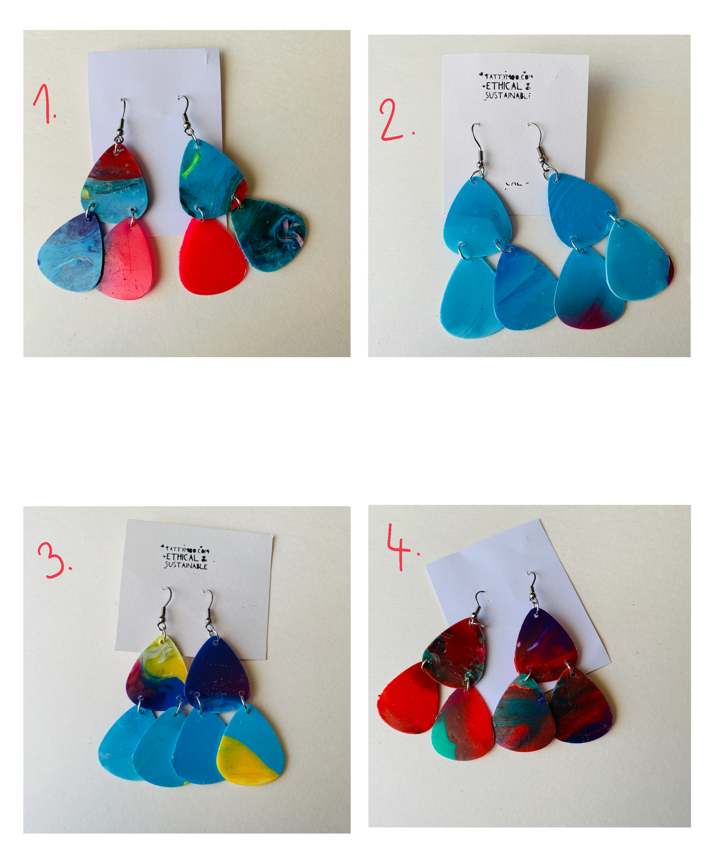 Ruby Recycled Plastic Earrings - Blue Mix