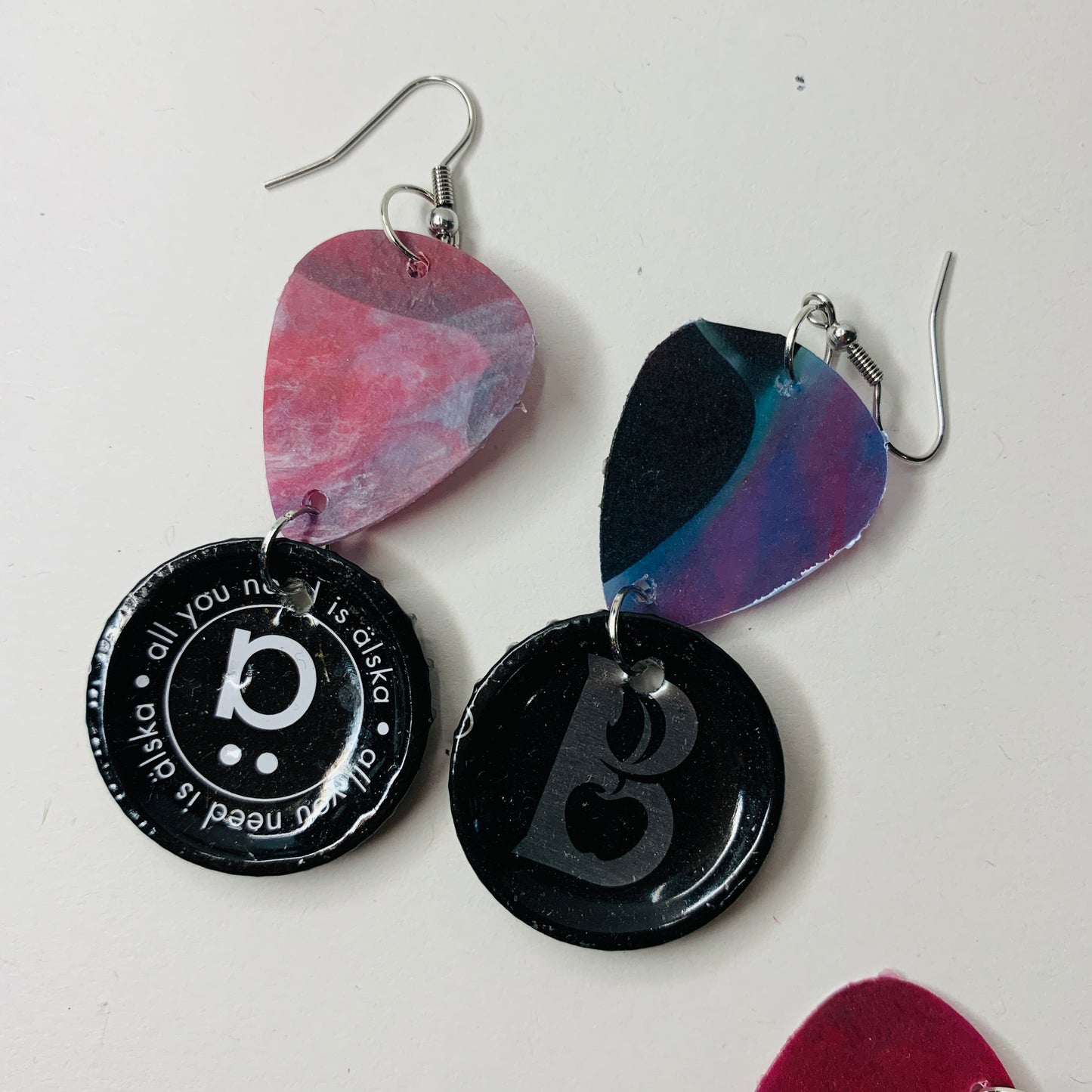 Cheers! Recycled Bottle Top and Cap earrings
